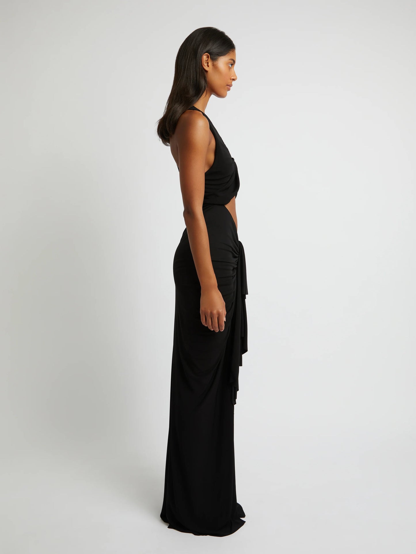 Vivenda Drape Front Dress in Black