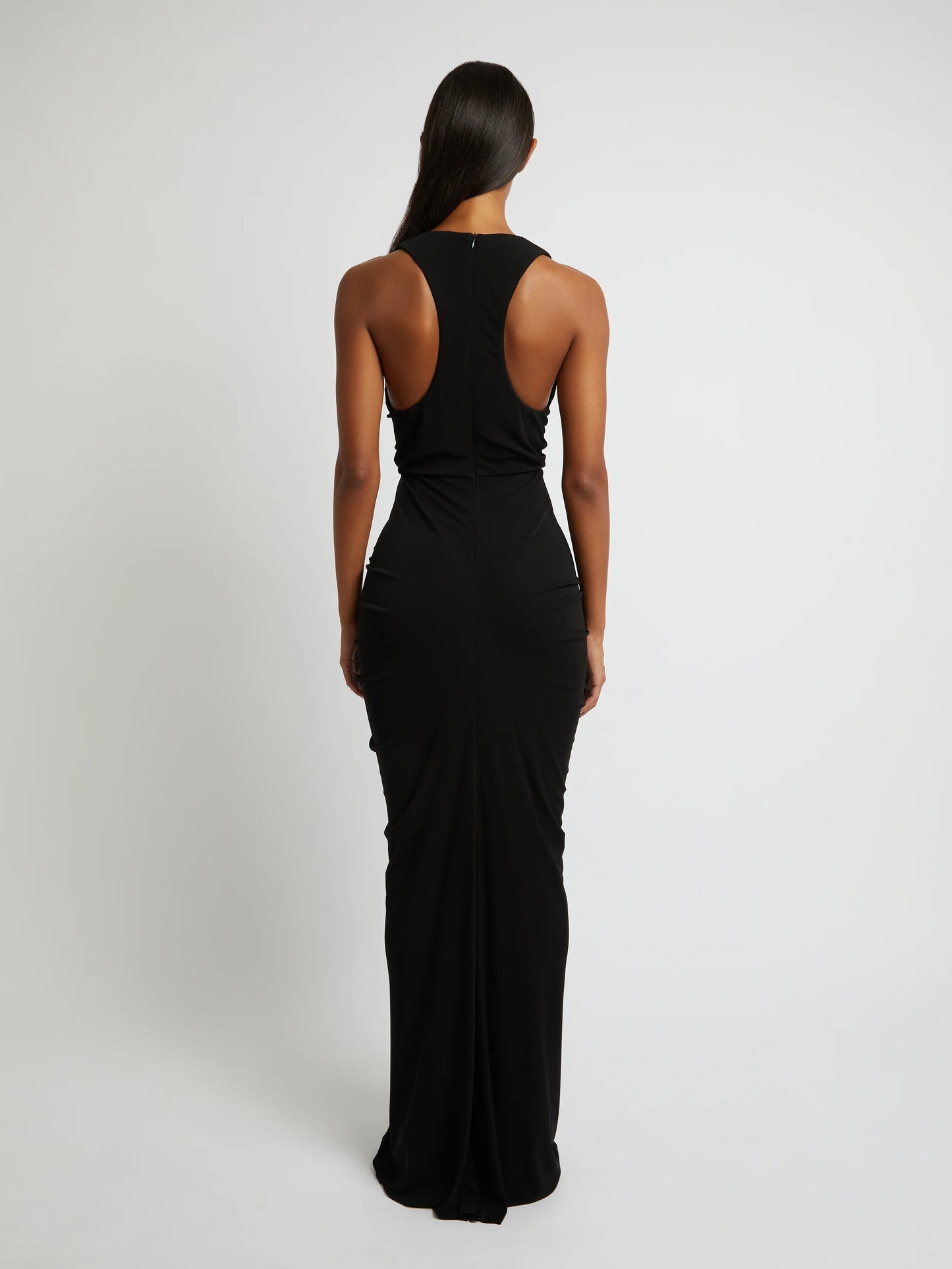 Vivenda Drape Front Dress in Black