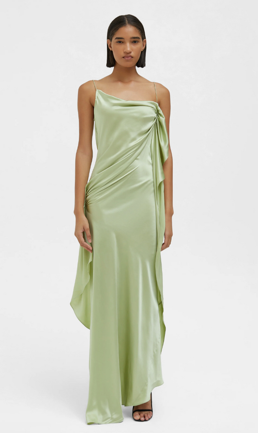 Christopher Esber Cusco Silk Drape Cami Dress in Pistachio