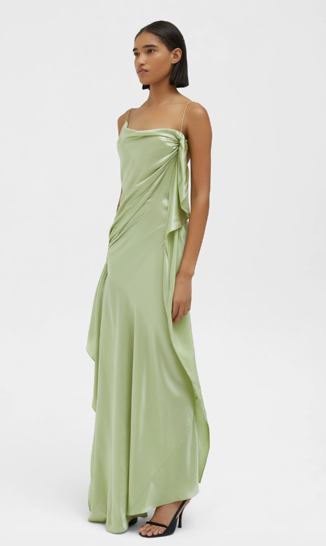 Christopher Esber Cusco Silk Drape Cami Dress in Pistachio