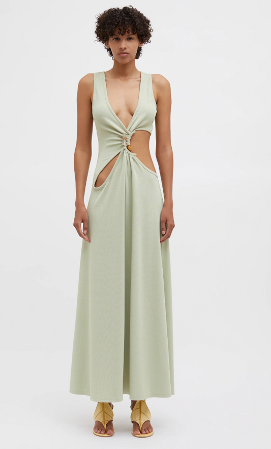 Christopher Esber Stone Cavern Tank Dress in Pistachio