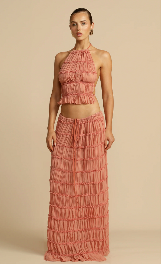 Juliette Skirt and Top Set in Peach