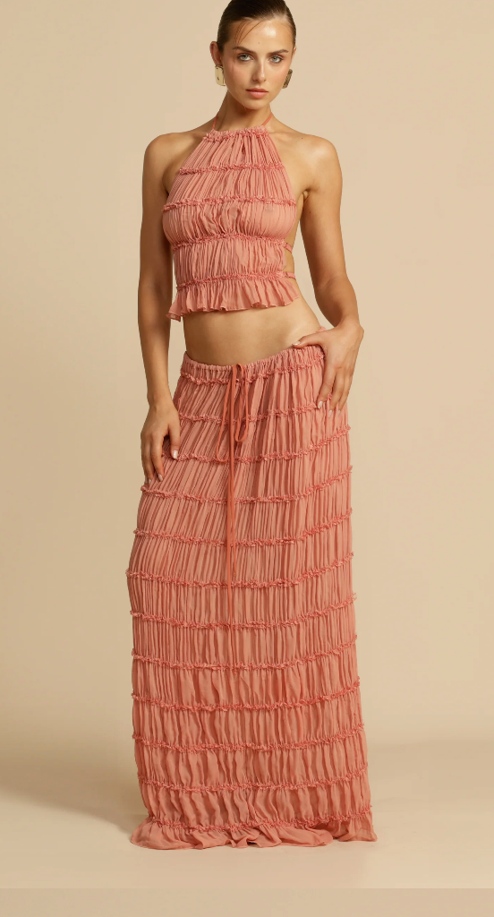 Juliette Skirt and Top Set in Peach