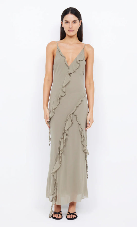 Gabriel Frill Maxi Dress in Sage