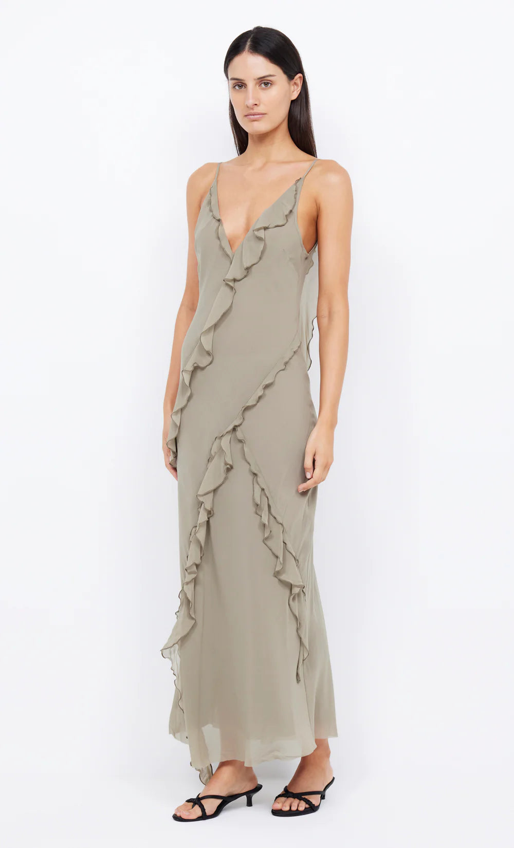 Gabriel Frill Maxi Dress in Sage